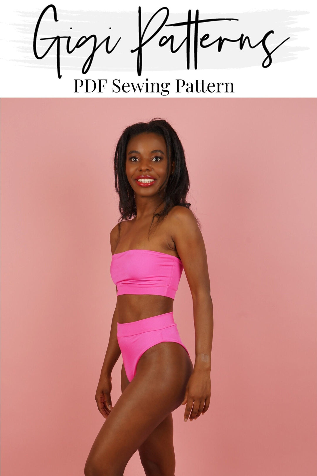 Swimsuit Pattern Pdf | Women's Bandeau Bikini Top | High Waisted High Cut Bikini Bottom | Diy Bikini, Pdf Bikini Pattern, Swimwear Pattern