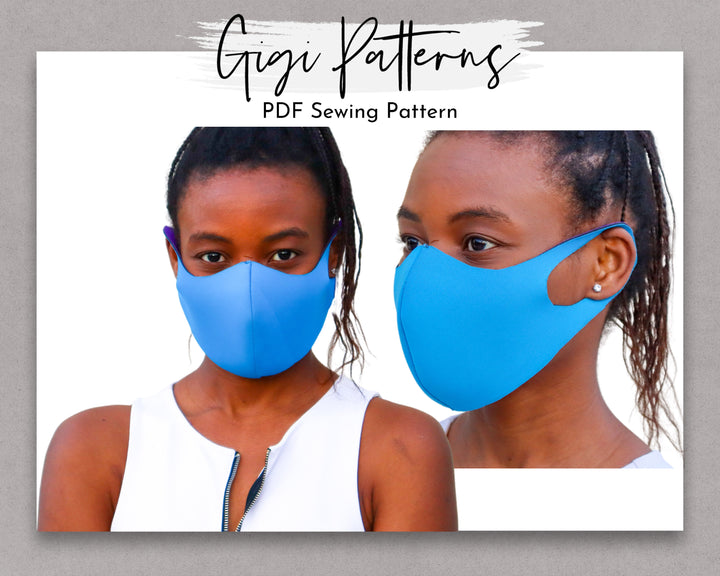DIY Neoprene Face Mask PDF sewing pattern. Sizes XS–2XL. Beginner-friendly with sew-along video tutorial.