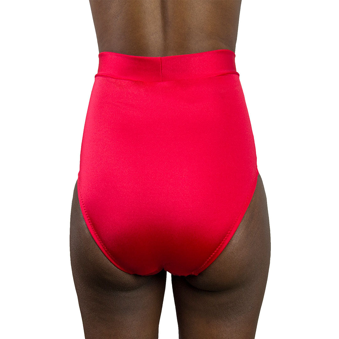Retro High-Waist Bikini Bottom PDF sewing pattern. Sizes XS–XL. Beginner-friendly with sew-along video tutorial.