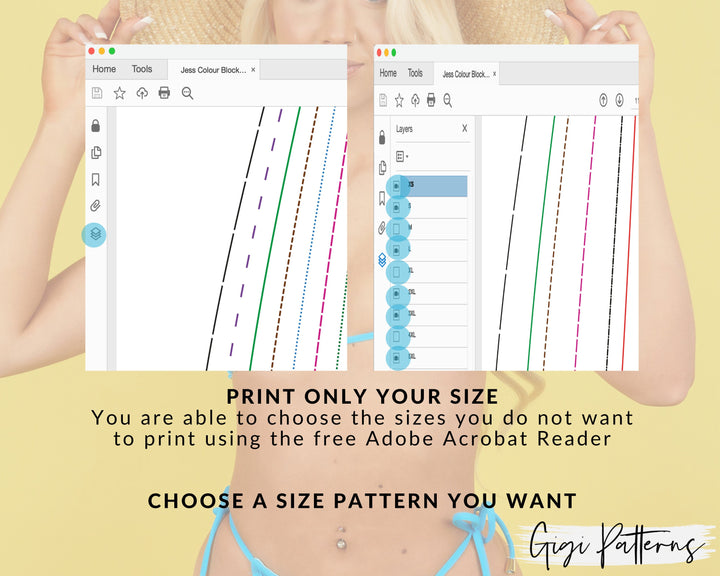 Reversible Sporty Seamless Bikini Top PDF sewing pattern. Sizes XS–4XL. Beginner-friendly with sew-along video tutorial.
